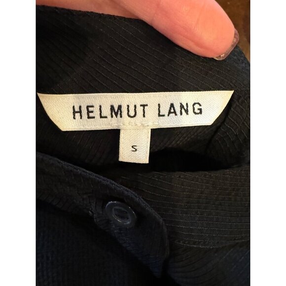 Helmut Lang Shirt Women Small Black Jacquard Split Back Knot Button Front Top‎ - Picture 8 of 10